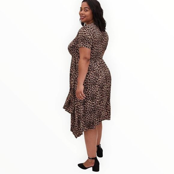 TORRID MIDI CHALLIS SHIRT DRESS Leopard Print - Picture 2 of 7